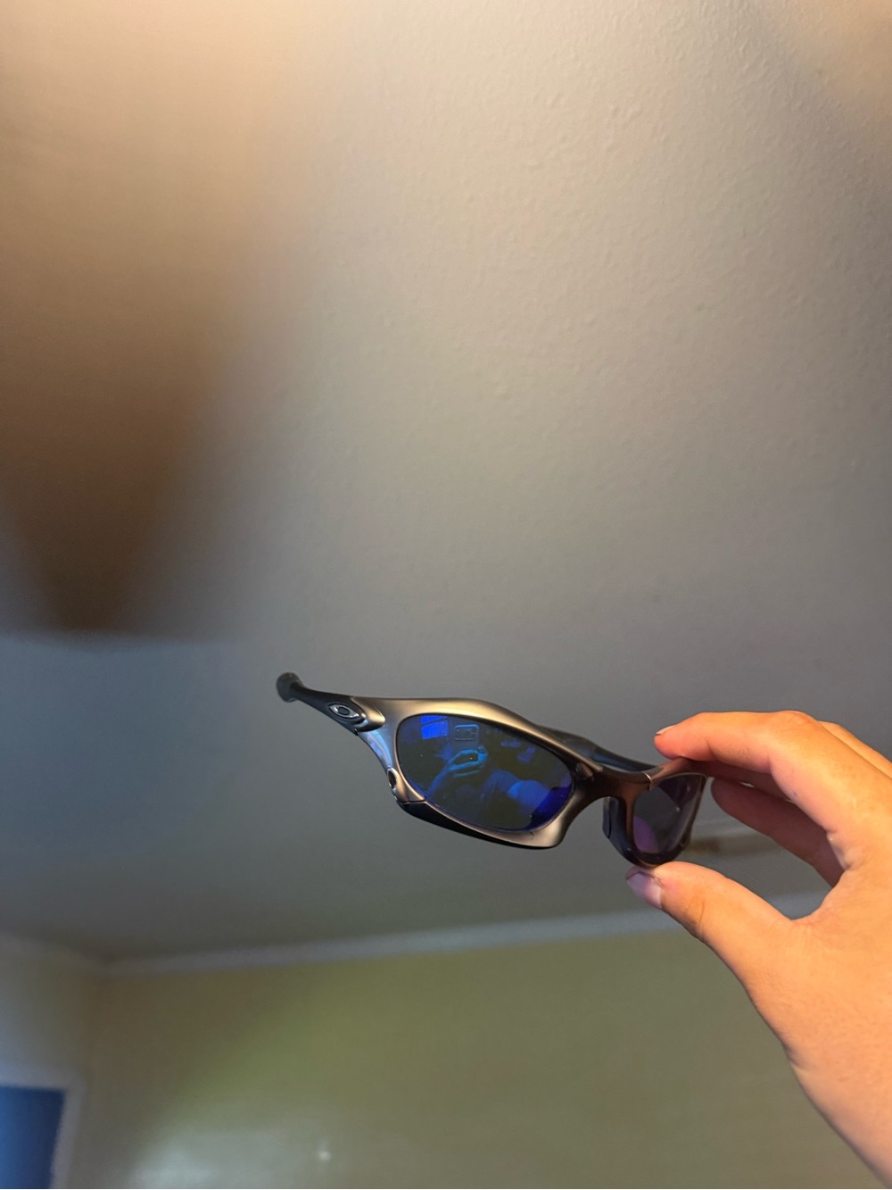 Men's Sport Wrap Sunglasses with Blue Mirrored Lenses Oakley Oakleys